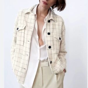 Zara Textured Plaid Overshirt Shacket